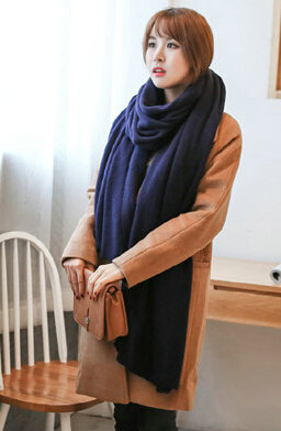 Pretty Unisex Scarf Shawl Winter Warm Cashmere Solid Panties 220*60CM - Navy