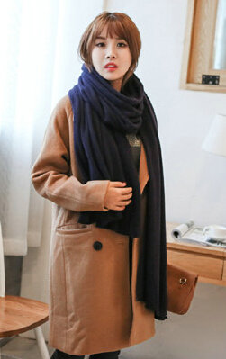 Pretty Unisex Scarf Shawl Winter Warm Cashmere Solid Panties 220*60CM - Navy