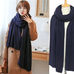 Pretty Unisex Scarf Shawl Winter Warm Cashmere Solid Panties 220*60CM - Navy
