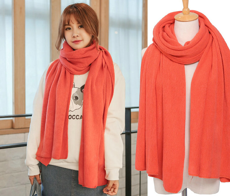 Pretty Unisex Scarf Shawl Winter Warm Cashmere Solid Panties 220*60CM - Orange