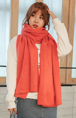 Pretty Unisex Scarf Shawl Winter Warm Cashmere Solid Panties 220*60CM - Orange