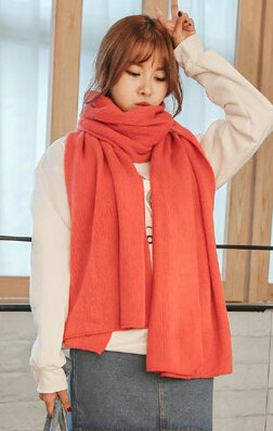 Pretty Unisex Scarf Shawl Winter Warm Cashmere Solid Panties 220*60CM - Orange