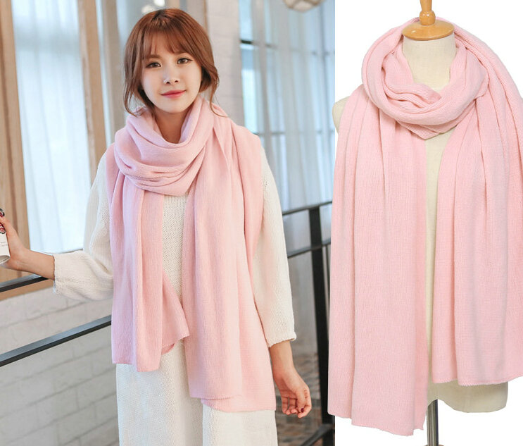 Pretty Unisex Scarf Shawl Winter Warm Cashmere Solid Panties 220*60CM - Pink