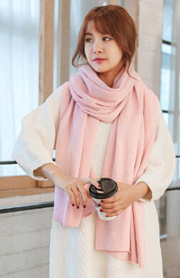 Pretty Unisex Scarf Shawl Winter Warm Cashmere Solid Panties 220*60CM - Pink