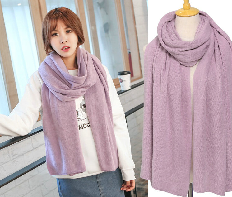 Pretty Unisex Scarf Shawl Winter Warm Cashmere Solid Panties 220*60CM - Purple