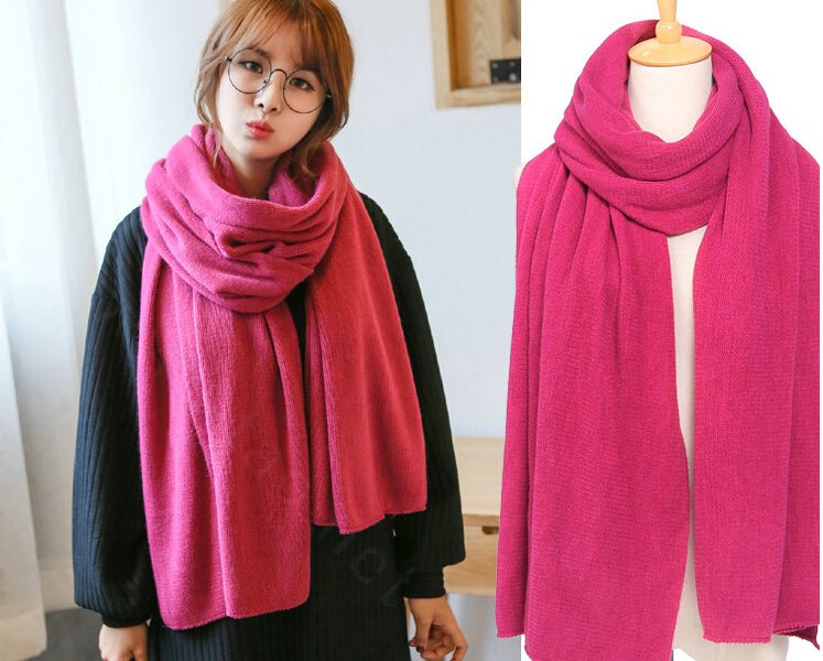 Pretty Unisex Scarf Shawl Winter Warm Cashmere Solid Panties 220*60CM - Purplish Red