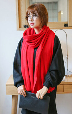 Pretty Unisex Scarf Shawl Winter Warm Cashmere Solid Panties 220*60CM - Red