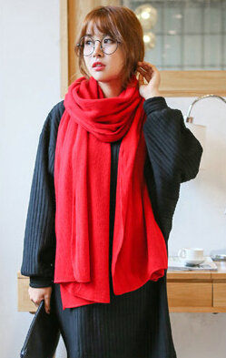 Pretty Unisex Scarf Shawl Winter Warm Cashmere Solid Panties 220*60CM - Red