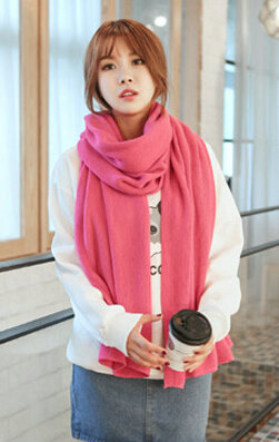 Pretty Unisex Scarf Shawl Winter Warm Cashmere Solid Panties 220*60CM - Rose