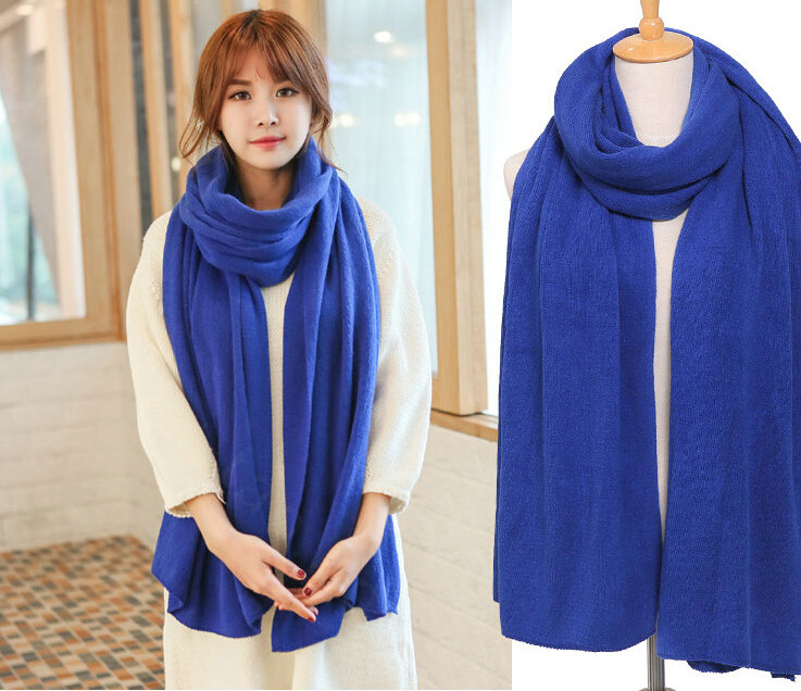 Pretty Unisex Scarf Shawl Winter Warm Cashmere Solid Panties 220*60CM - Sapphire