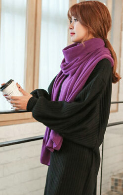 Pretty Unisex Scarf Shawl Winter Warm Cashmere Solid Panties 220*60CM - Violet