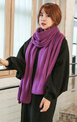 Pretty Unisex Scarf Shawl Winter Warm Cashmere Solid Panties 220*60CM - Violet