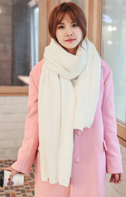 Pretty Unisex Scarf Shawl Winter Warm Cashmere Solid Panties 220*60CM - White