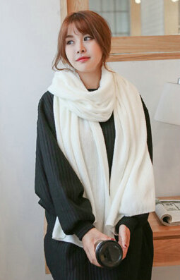 Pretty Unisex Scarf Shawl Winter Warm Cashmere Solid Panties 220*60CM - White