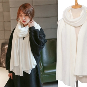 Pretty Unisex Scarf Shawl Winter Warm Cashmere Solid Panties 220*60CM - White