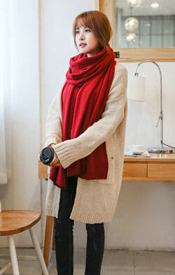 Pretty Unisex Scarf Shawl Winter Warm Cashmere Solid Panties 220*60CM - Wine Red