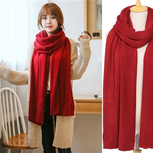 Pretty Unisex Scarf Shawl Winter Warm Cashmere Solid Panties 220*60CM - Wine Red