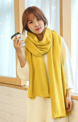 Pretty Unisex Scarf Shawl Winter Warm Cashmere Solid Panties 220*60CM - Yellow