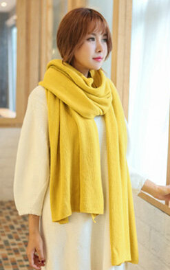 Pretty Unisex Scarf Shawl Winter Warm Cashmere Solid Panties 220*60CM - Yellow