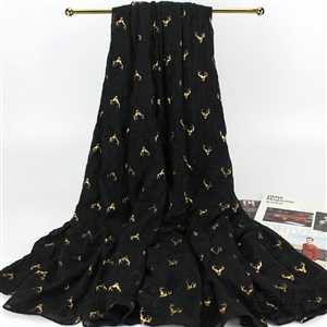 Print Fawn Women Pashmina Shawl Winter Warm Cotton Solid Panties 190*150CM - Black