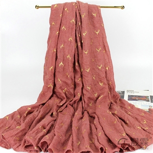 Print Fawn Women Pashmina Shawl Winter Warm Cotton Solid Panties 190*150CM - Red
