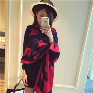 Print Scarf Shawls Women Winter Warm Cashmere Scarves Reverse 196*68CM - Blue
