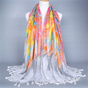 Print Women Scarf Flower Bamboo Fiber Warm Scarves Wraps 180*110CM - Grey