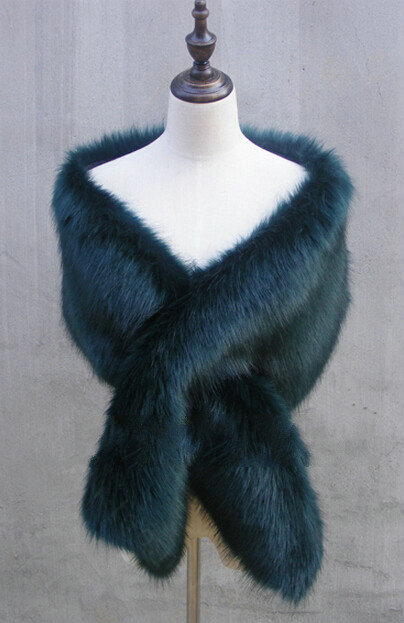 Quality Bridal Fur Scarf Shawls Women Winter Warm Solid Panties 165*30CM - Blackish Green