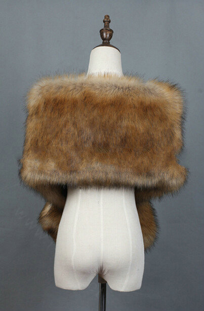 Quality Bridal Fur Scarf Shawls Women Winter Warm Solid Panties 165*30CM - Brown