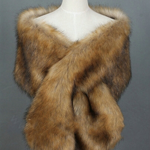Quality Bridal Fur Scarf Shawls Women Winter Warm Solid Panties 165*30CM - Brown