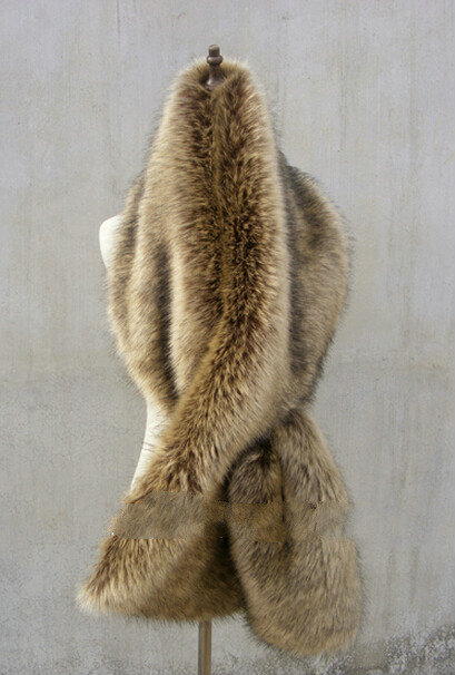 Quality Bridal Fur Scarf Shawls Women Winter Warm Solid Panties 165*30CM - Coffee