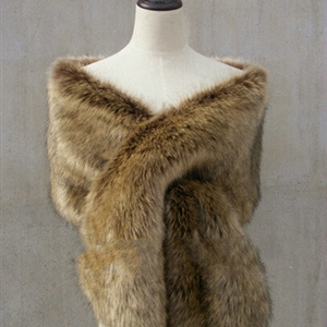 Quality Bridal Fur Scarf Shawls Women Winter Warm Solid Panties 165*30CM - Coffee