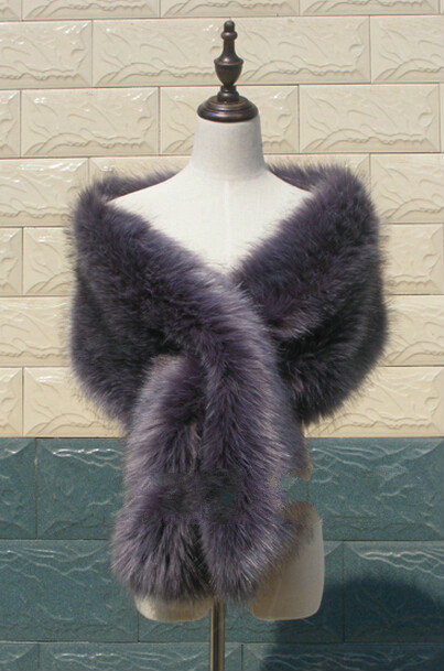Quality Bridal Fur Scarf Shawls Women Winter Warm Solid Panties 165*30CM - Dark Grey