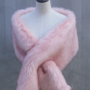 Quality Bridal Fur Scarf Shawls Women Winter Warm Solid Panties 165*30CM - Pink