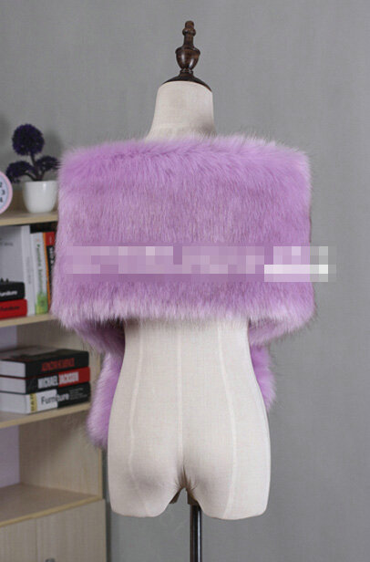 Quality Bridal Fur Scarf Shawls Women Winter Warm Solid Panties 165*30CM - Purple