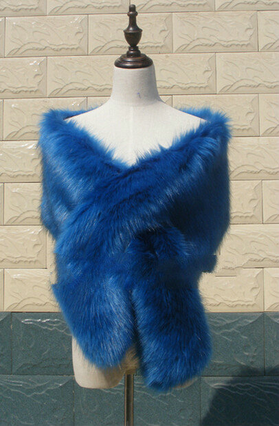 Quality Bridal Fur Scarf Shawls Women Winter Warm Solid Panties 165*30CM - Sapphire