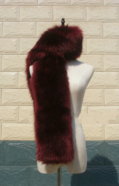 Quality Bridal Fur Scarf Shawls Women Winter Warm Solid Panties 165*30CM - Wine Red