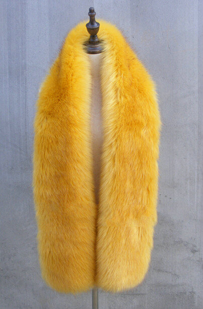Quality Bridal Fur Scarf Shawls Women Winter Warm Solid Panties 165*30CM - Yellow