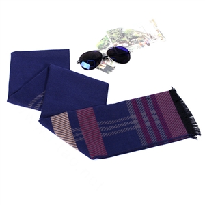 Striped Unisex Scarf Shawls Winter Warm Cashmere Solid Scarves 180*30CM - Dark Blue