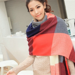 Tassels Plaid Women Scarf Shawl Winter Warm Wool Panties 210*65CM - Bordeaux