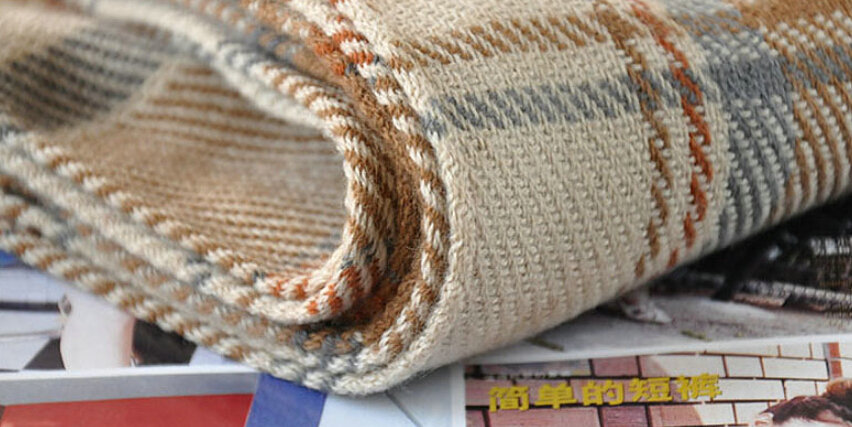 Tassels Plaid Women Scarf Shawl Winter Warm Wool Panties 210*65CM - Coffee