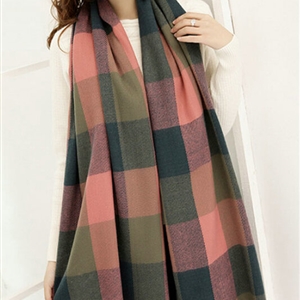 Tassels Plaid Women Scarf Shawl Winter Warm Wool Panties 210*65CM - Rubber Red