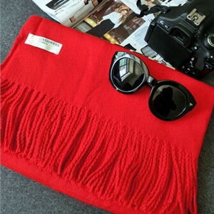 Tassels Unisex Scarf Shawl Winter Warm Cashmere Solid Wraps 190*76CM - Red