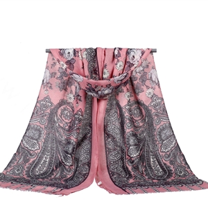 Unique Print Scarf Shawls Women Winter Warm Cotton Panties 180*90CM - Pink
