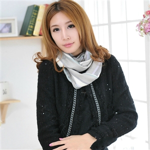 Unique Striped Scarf Shawls Unisex Winter Warm Cotton Panties 180*30CM - Grey