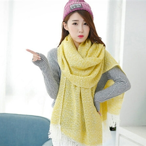 Unique Women Tassels Scarf Shawl Winter Warm Cashmere Solid Panties 215*65CM - Yellow