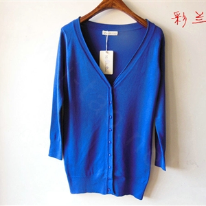 Autumn Winter Cardigans Solid Knitted Cardigan Sweater Slim Female All-Match Size - Blue