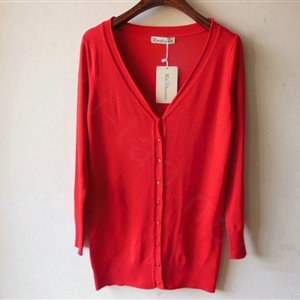Autumn Winter Cardigans Solid Knitted Cardigan Sweater Slim Female All-Match Size - Red