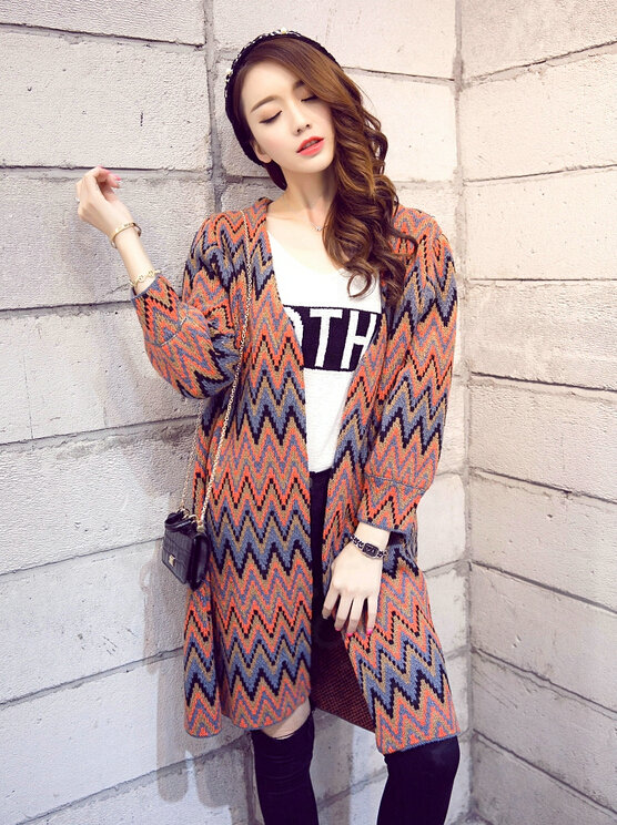 Female Cardigan Sweater Winter Coat Color Loose Thick Tassel Thin - Red