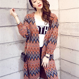 Female Cardigan Sweater Winter Coat Color Loose Thick Tassel Thin - Red